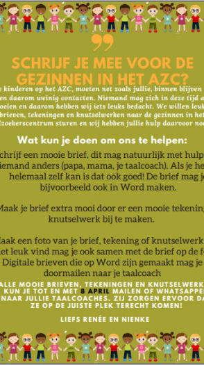 Knipsel poster tvk schrijf je mee voor het azc